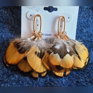 Cato Womens Faux Feather Nickle Free Stud Back Western Boho Look Style